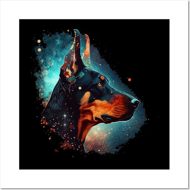 doberman Wall Art by a cat cooking